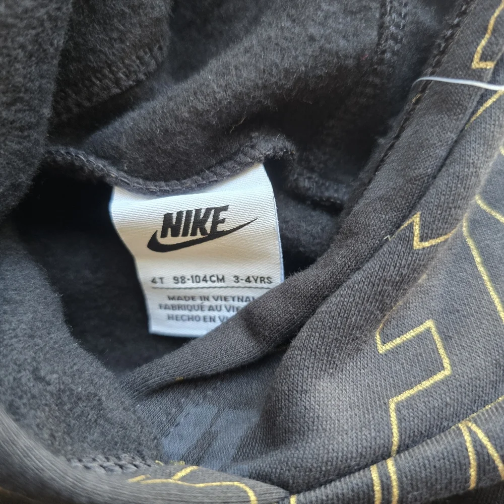 Nwt Nike All-Over Print Hoodie & Pants 2-Piece Set Black Gold Fleece Lined